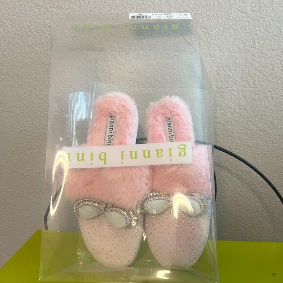 Gianni Bini Shoes - GIANNI BINI SLIPPERS US 7 PINK RHINESTONE BOW FAUX FUR cottagecore BARBIECORE